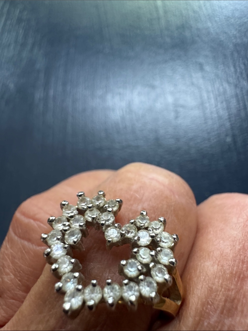 Gold Heart Cluster Ring with White Stones - Women Jewelry - Picture 2 of 4